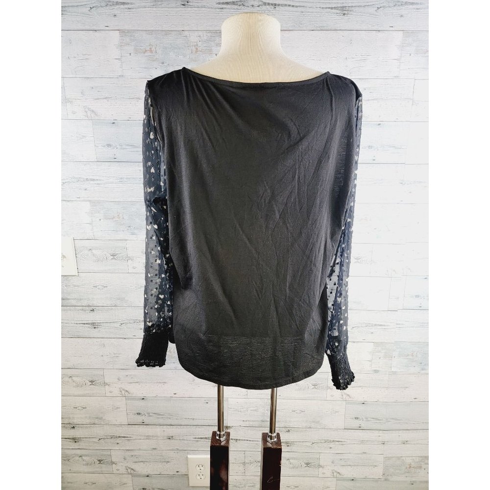 Layered Lauren Conrad Black With White Hearts Allover Top Size PXL - Picture 4 of 8